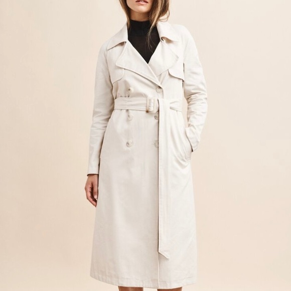NWOT Dynamite Long Belted Cream Trench Coat - Picture 1 of 7